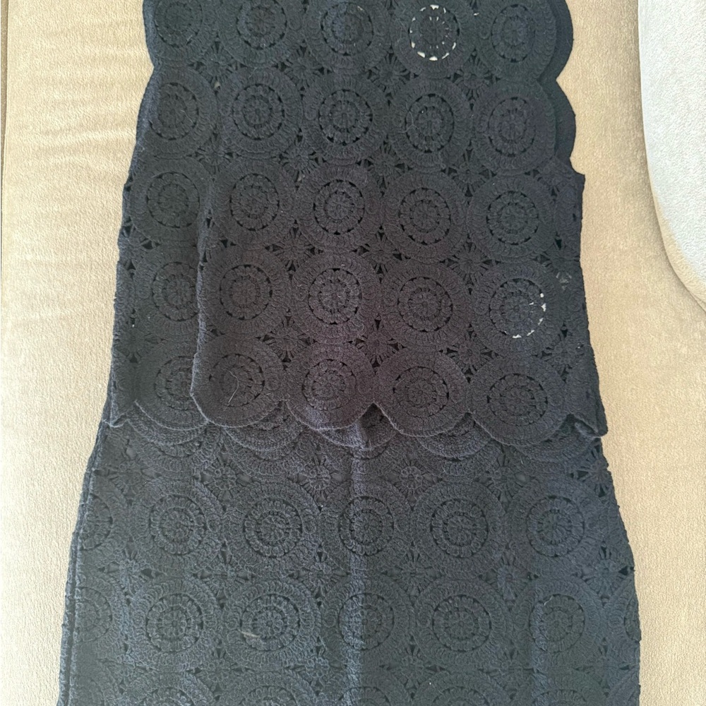 Abercrombie Crochet Black Lace Scalloped Skirt / Top Set